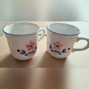 Timberland Ceramic Mugs with Floral Design - Blue and Pink